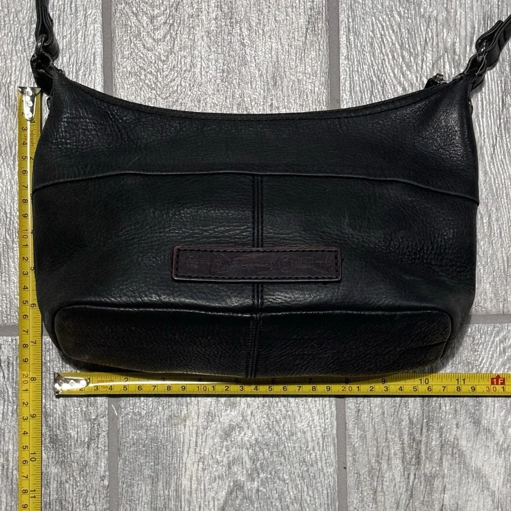 Vintage Fossil 1954 Black Supple Pebbled Leather Shoulder Bag 75082‎